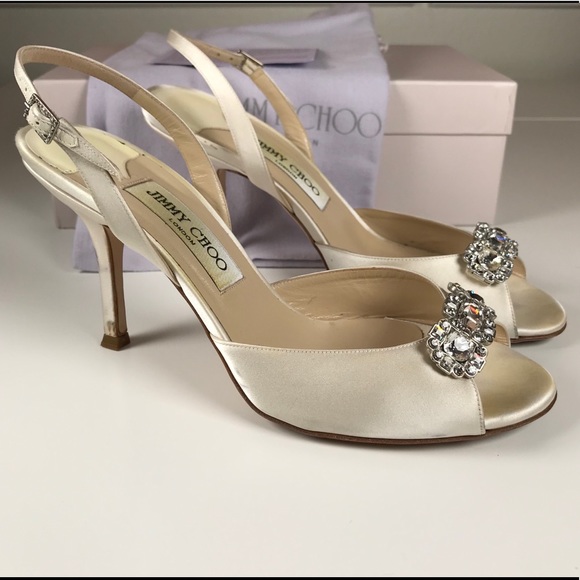 Jimmy Choo Shoes - SOLD Jimmy Choo Silk Satin Ivory ‘Regal’ Heels